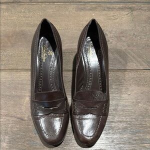 Brooks Brothers Women’s Dark Brown Loafer Pumps‎ Heel Block Heel Shoes Size 8.5